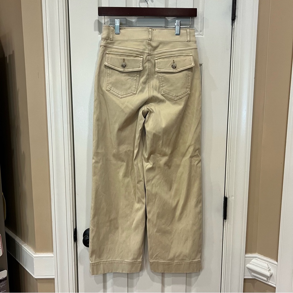 SPANX Stretch Twill Cropped Wide Leg Pants Small Tan Khaki Tan Brown 20312R - Picture 6 of 7